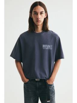 H&M - Men Blue Oversized Fit Printed Cotton T-Shirt
