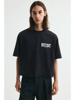 H&M - Men Black Oversized Fit Printed Cotton T-Shirt