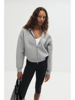 H&M - Women Grey Sports Scuba Zip-Through Hoodie