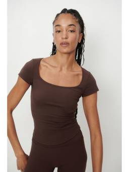 H&M - Women Brown Sports T-Shirt With Soft move