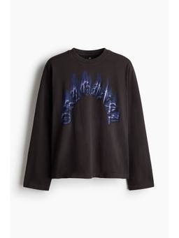 H&M - Men Black Relaxed Fit Long-Sleeved T-Shirt
