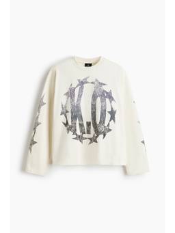 H&M - Men White Relaxed Fit Long-Sleeved T-Shirt