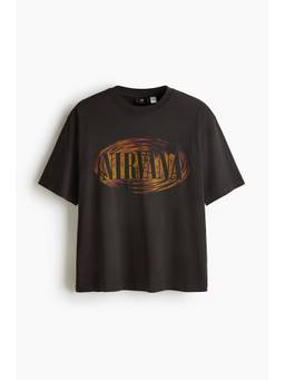 H&M - Men Brown Relaxed Fit Printed Cotton T-Shirt