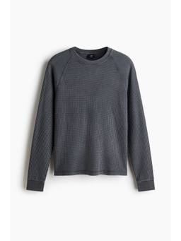 H&M - Men Grey Regular Fit Waffled T-Shirt