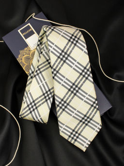 PELUCHE - Squared Embellish Beige Necktie for Men