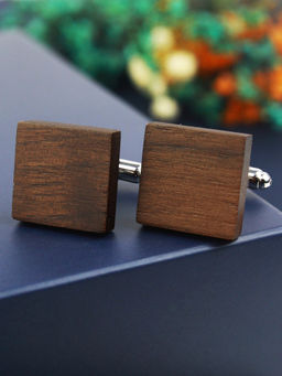 PELUCHE - Natural Walnut Wooden Cufflinks for Men