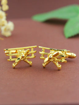 PELUCHE - Golden Airplane Cufflinks for Men