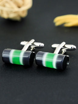PELUCHE - Cylindrical Frameless Stone Cufflinks for Men