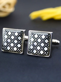 PELUCHE - Printed Natural Mother of Pearl Stone Cufflinks for Men