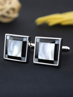 PELUCHE - Perfect Fusion Natural Mother of Pearl Stone & Onyx Cufflinks for Men