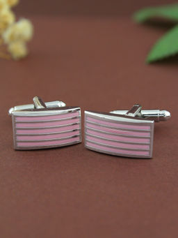 PELUCHE - Minimalist Enamel Design Pink Cufflinks for Men