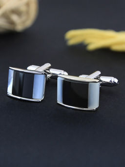 PELUCHE - Natural Mother of Pearl & Black Onyx Stone Cufflinks for Men