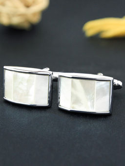 PELUCHE - Trapezium Shaped Natural Mother of Pearl Stone Cufflinks for Men