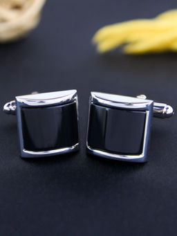 PELUCHE - Black Onyx Stone Studded Cufflinks for Men