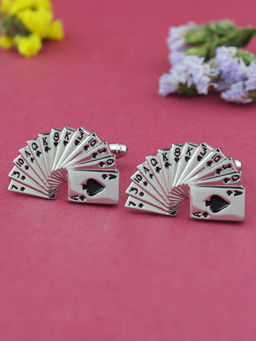 PELUCHE - Novelty Paying Cards Silver Cufflinks for Men