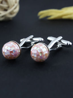 PELUCHE - Natural Pink Mother of Pearl Stone Cufflinks for Men