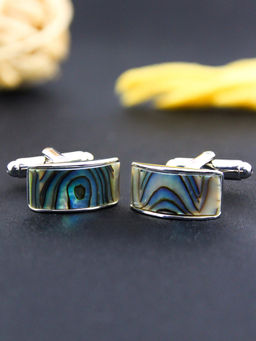 PELUCHE - Natural Abalone Shell Stone Cufflinks for Men