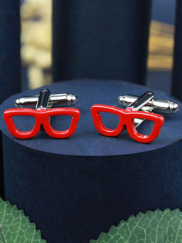 PELUCHE - Novelty Red Glasses Cufflinks for Men