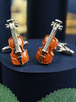 PELUCHE - Novelty Classy Brown Violin Cufflinks for Men