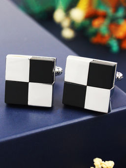 PELUCHE - Black Onyx Stone Studded Cufflinks for Men