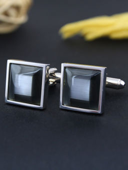 PELUCHE - Black Cats Eye Stone Cufflinks for Men