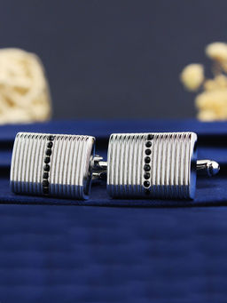 PELUCHE - Crystal Studded Metal Cufflinks for Men