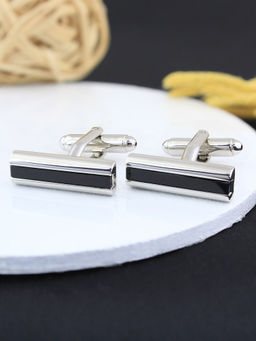PELUCHE - Rectangle Black Onyx Stone Cufflinks for Men