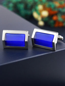 PELUCHE - Sexy and I Know It Cats Eye Stone Blue Cufflinks for Men