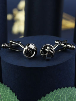 PELUCHE - Gun Metal Knot Cufflinks for Men