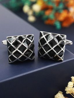 PELUCHE - Black Enamel Art Cufflinks for Men