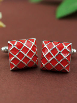 PELUCHE - Red Enamel Art Cufflinks for Men