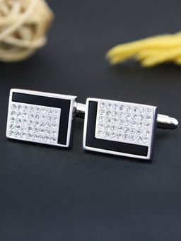 PELUCHE - Crystal & Onyx Studded Cufflinks for Men