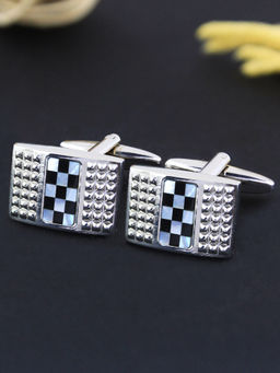 PELUCHE - Mother of Pearls & Onyx Stone Studded Cufflinks for Men