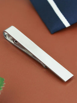 PELUCHE - Slim Tie Bar - Silver Tie Pin for Men