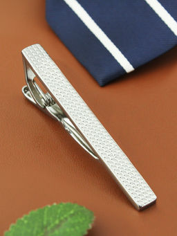 PELUCHE - Silver Squares - Slim Tie Pin for Men