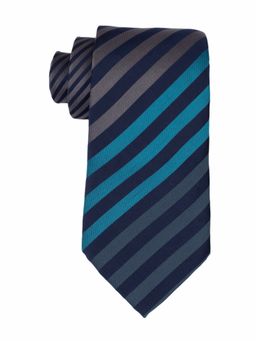 The Tie Hub - Gradient Stripe Blue Silk Necktie