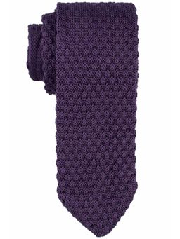 The Tie Hub - Solid Purple Slim Handmade Knitted Necktie