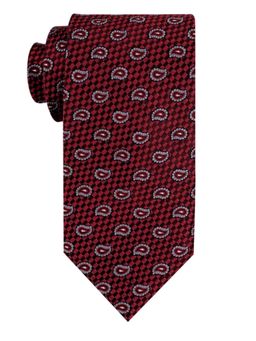 The Tie Hub - Budding Grey Paisley Maroon Silk Necktie