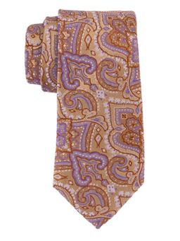 The Tie Hub - Twill Paisley Gold and Purple Silk Necktie