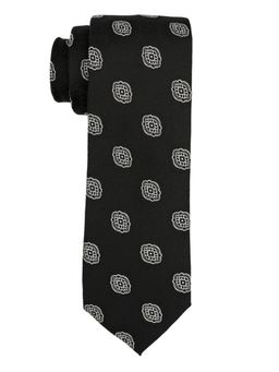 The Tie Hub - Delisa Black With Grey Geo Microfiber Necktie