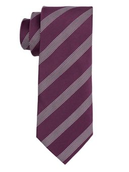 The Tie Hub - District Purple And Grey Stripe Microfiber Necktie
