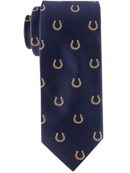 The Tie Hub - Horseshoe Navy and Gold Slim Necktie