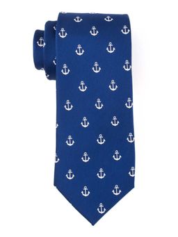 The Tie Hub - Anchor Blue and White Microfiber Necktie