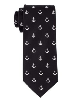 The Tie Hub - Anchor Black and White Microfiber Necktie