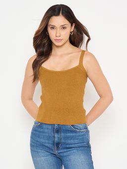 Madame - Mustard Shoulder Straps Knit Top