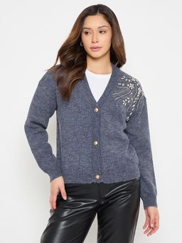 Madame - Embellished Grey Cardigan