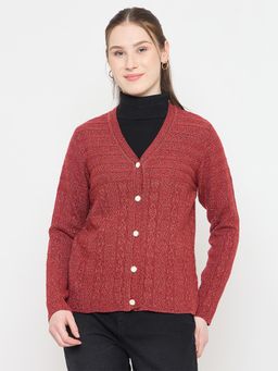 Madame - Red V-Neck Cardigan with Buttons