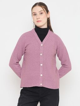 Madame - Purple V-Neck Cardigan with Buttons