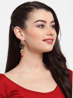 Anika's Creations - Anika's Creation Classic Kundan Meenakari Jhumka For Women And Girls