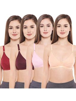 Bodycare - Women's Cotton Solid Color Full Coverage Bra Pack of 4 - Multi-Color